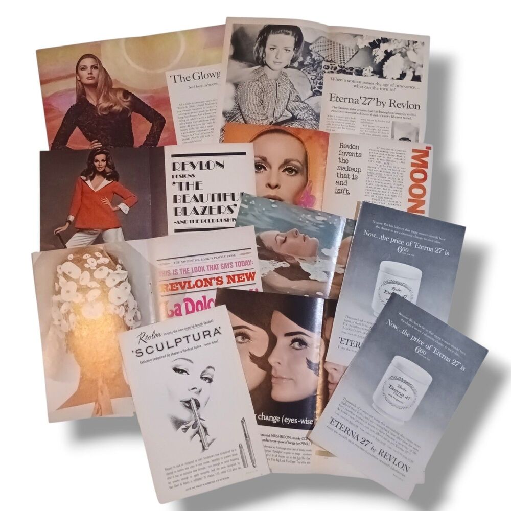 Vintage Revlon Print Ad Lot of 10-1960s-2 Page Spreads-Moon Drops-La Dolce Look